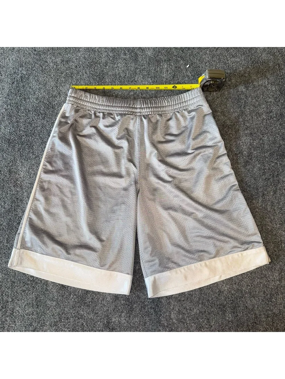Tek Gear Grail Silver Baggy Dazzle Hoop Shorts Mens MD Vtg y2k 90s Rare